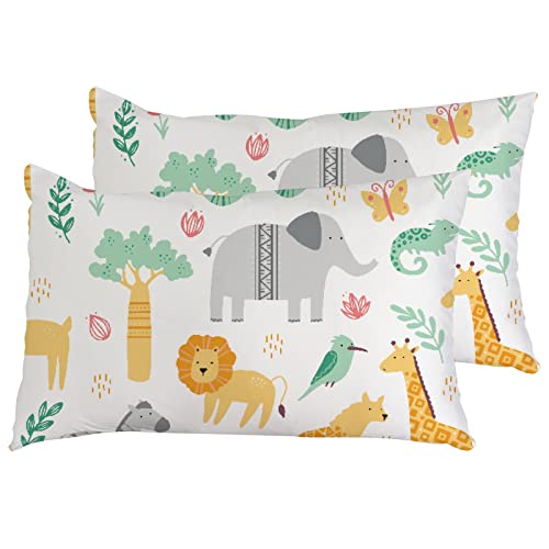 Vantaso Set Of 2 Pillowcase Covers Queen Size 20 X 30 Inch Cute African Zoo Animals Soft Cozy Bedding Pillow Cover Sham With Zipper For Bed Sofa #TOP19