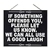 JennyGems Funny Signs If Something Offends You Hanging Wooden Sign Funny Gifts for Men Bar Sign Mancave and Garage Decor Made in USA