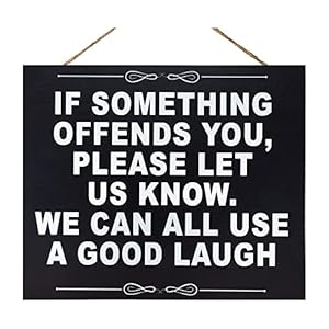 JennyGems Funny Signs If Something Offends You Hanging Wooden Sign Funny Gifts for Men Bar Sign Mancave and Garage Decor Made in USA