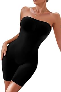 shopella Strapless Shapewear Bodysuit for Women - Tummy Control, Butt Lifter, Mid Thigh Slimmer Body Shaper - Under Dress Full Body Shapewear Free Size (Black)-picture-39