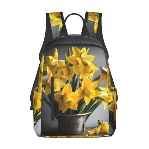 Sac à dos motif bouquet de jonquilles léger et ultra résistant noir