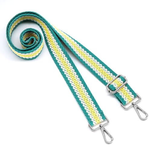 Image of S&loyoe Silver bucklePurse Straps Replacement Crossbody Bag Strap Adjustable Wide Guitar Straps for Handbags 1.5inch (Textile green silver)