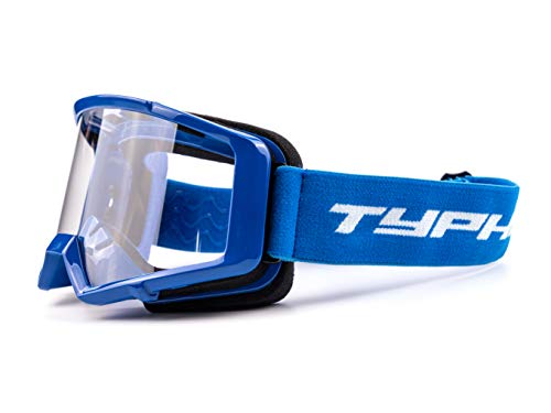 Typhoon Motocross Goggles Dirt Bike Atv Goggles Motorcycle Off Road Unisex Adult And Youth - Blue Goggle W/Clear Lens #TOP1