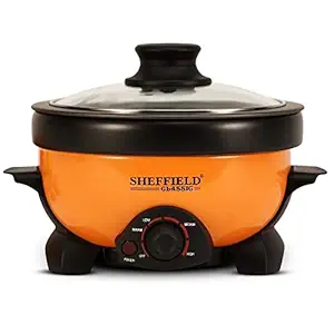 Sheffield Classic Multipurpose Electric Travel Cooker Boil, Grill, Fry, Steam, Cook, all in 1 multi cooker 1 Litre (orange)