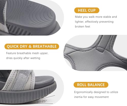 Image of KuaiLu Womens Orthopedic Walking Sandals with Comfortable Arch Support Plantar Fasciitis Relief Summer Outdoor Hiking Sport Recovery Adjustable Strap Athletic Chunky Cushion Shoes