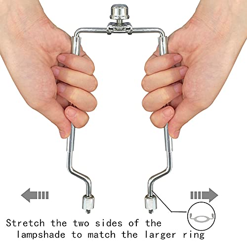 Lamp-Shade Harp Holder Adjustable Support - Tall 7 8 9 10 Inch And 3/8 Inch Standard Saddle E14 E26 E27 Light Base Uno Fitter Adapter Converter Finial Set Detachable Parts Bracket (Nickel) #TOP3