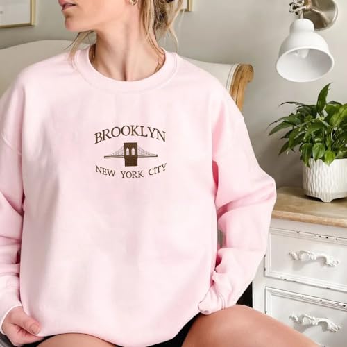 Embroidered Brooklyn New York City Sweatshirt, Brooklyn Tee Gift, New York Travel Hoodie Embroidery, Brooklyn Tourist Attraction Tee, New York Visitor Gift, American Travel Gift3