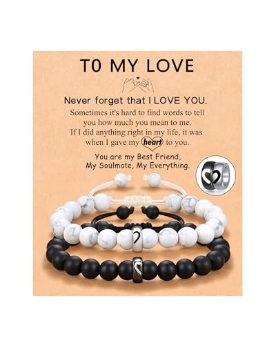 UNGENT THEM Matching Couple Rings Bracelets Valentines Anniversary Birthday Engagement Gifts for Boyfriend Husband Fiance Girlfriend Wife