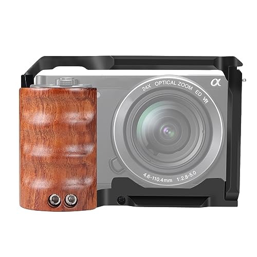 Image of Camera Cage Rig Wood Handle Grip Compatible with Sony ZV-E10 for Tube Clamps Top Handle, Side Handle, Microphones Camera Accessories.