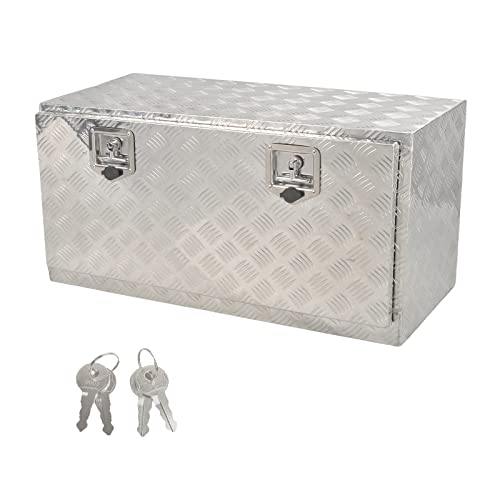 Tbapfs 36 Inch Aluminum Truck Bed Tool Box For Outdoor Car Truck Trailer Underbed Pickup Underbody Rv Atv Storage Tools Organizer 5 Bar Tread Toolbox W/Lock T-Handle Latch & Keys - Silver 36''X18''X17'' #TOP27