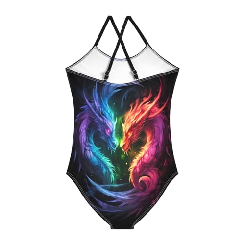 Blue Red Dragon Girls One Piece Swimsuit Beach Swimwear Size 3-10 Years2