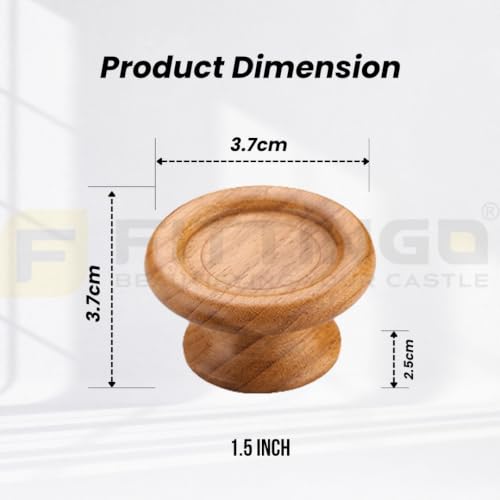 Image of Wooden Cabinet Knob for Drawer, Wardrobe, Cupboard & Kitchen Cabinets - Natural Wood Furniture Knob Handle - Pack of 6(1.5 Inch)-| 3 Years Warranty |