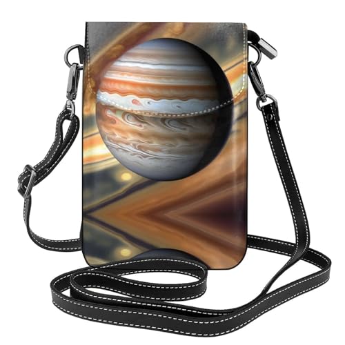 QAZWZML Cartera cruzada pequeña para teléfono con diseño de paisaje Júpiter con tapa abatible, perfecta para ir de compras, viajes y uso diario.
