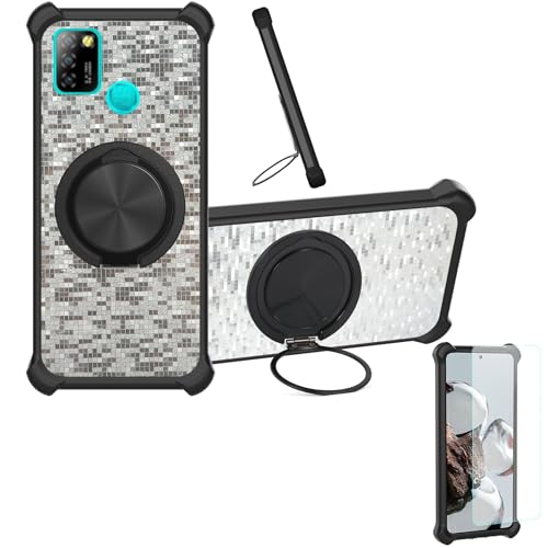 �Ή� Infinix Smart 5 Pro �P�[�X Phone Case [1�� 9H+�d�x���� �K���X�t�B����][360°��]���X�^���h�A�}�O�l�b�g��]CX-21-HEI