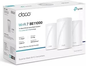TP-Link Deco BE11000 Multi-Gig Whole Home Mesh Wi-Fi 7 System, 3-Pack - White