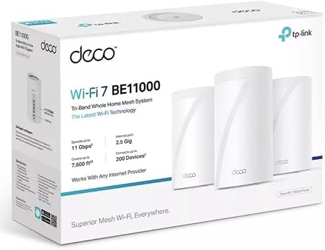 TP-Link Deco BE11000 Multi-GIG Whole Home MESH WI-FI 7 System 3-Pack - White