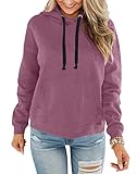 Minetom Kapuzenpullover Damen Sweatshirt Mit Kordelzug Hoodie Sweatshirt Kapuze Sweatshirt Einfarbig Damenpulli Damenmode Streetwear Sport Oberteile Frauen Herbst Winter A Rosa XL