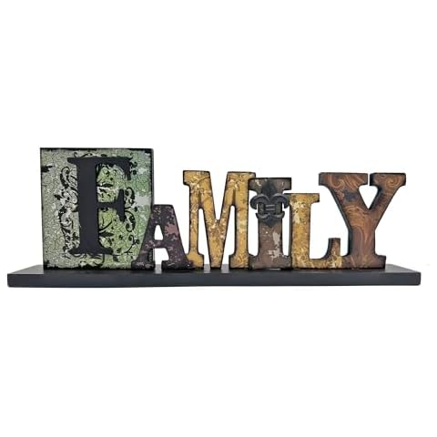 Family Table Sign Distressed Cut-Out Typeset Letters Fleur De Lis Country Primitive DÃcor by BCD Cover