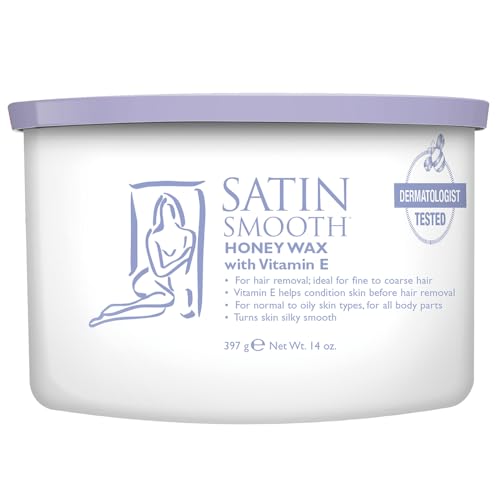 Satin Smooth Honey Wax with Vitamin E, Hair Removal Wax for Sensitive Skin, Full Body Waxing, Ideal