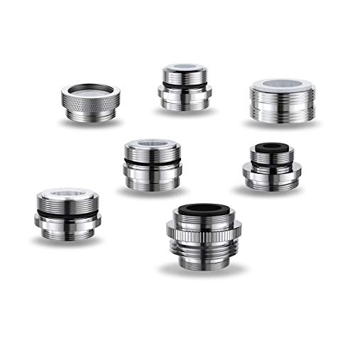 7 Pieces Faucet Adapter Kit Brass Aerators Kitchen Sink Aerator Adapter Male/Female Faucet Adapter Connect Garden Hose Standard Hose via Diverter Water Filter