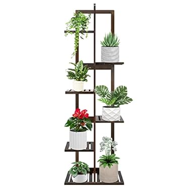 AMAZON - OERGKE Bamboo Plant Stand Indoor & Outdoor 6 Tier 7 Potted Tall Plant Shelf Multiple Flower Pots Holder Shelf Rack Display Stand for Patio Garden, Living Room, Corner Balcony and Bedroom