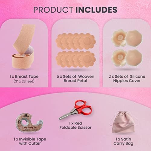 Miniatura 4 de Boob Tape- Boobytape For Breast Lift Sweat Proof Boobtape For Large Breasts, Boobtape & Nipple Cover In Body Tape Set(2"&3")