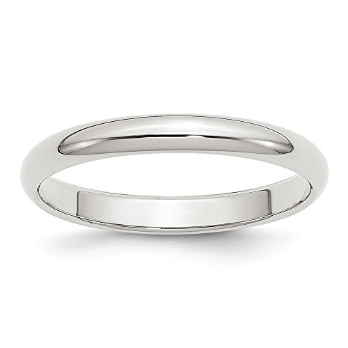 Solid 925 Sterling Silver 3mm Half-Round Plain Classic Traditional Wedding Band Ring (3mm)