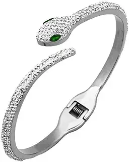 蛇形 ブレスレット レディース 人気 ピンクゴールド 18k ジルコニア フリー 開け口 純チタン製 おしゃれ 奥さん 恋人 ファッションアクセサリー