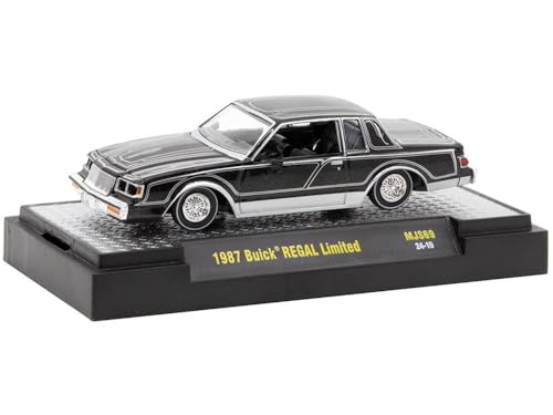 1987 Regal Limited Lowrider Black with Silver Graphics Lowriders Limited Edition to 5500 Pieces Worldwide 1/64 Diecast Model Car by M2 31500-MJS