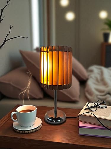 Image of Wooden Table Lamp for homr Decoration, Modern Slatted Design, Ambient Lighting for Bedroom, Office, Dining Table lamp Included