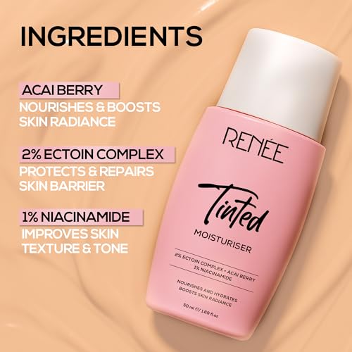 Image of RENEE Tinted Moisturiser - Rose Veil| Hydrates, Boosts Radiance, Repairs Barrier & Brightens Skin | With Niacinamide, Acai Berry & Ectoin | 50 ml