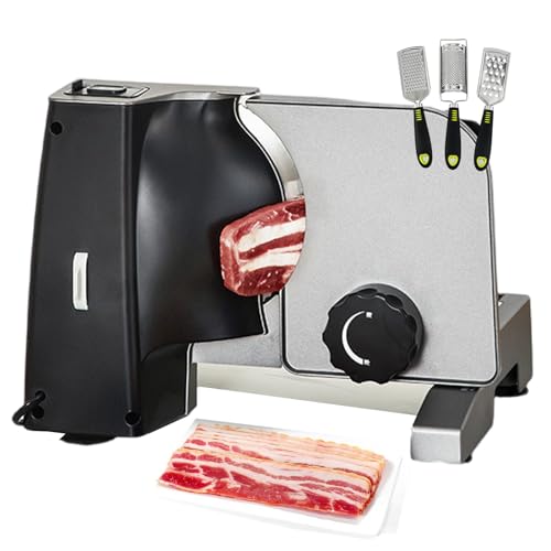 forplubossmmp Máquina Cortadora De Carne - Rebanadora De Carne De Acero Inoxidable con Grosor Ajustable (0-15 Mm) - Rebanadora Eléctrica De Alimentos para Fiambres para Corte Comercial De Carne