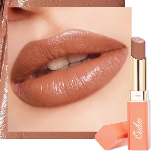 Oulac Satin Matte Lipstick Orange, Brown Long Lasting Lip Stick, Intense Color with Smooth Creamy Texture Lip Colour