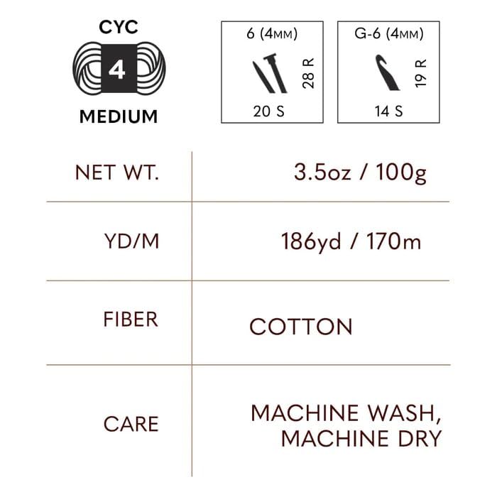 Image of Lion Brand Yarn (1 Skein) 24 /7 Cotton Yarn, Charcoal, 558 Foot (Pack of 2)