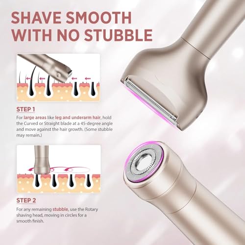 Orchrose Electric Razor for Women 2-in-1: Painless Rechargeable Shaver for Face Legs Underarms and Bikini Area – Travel Lock