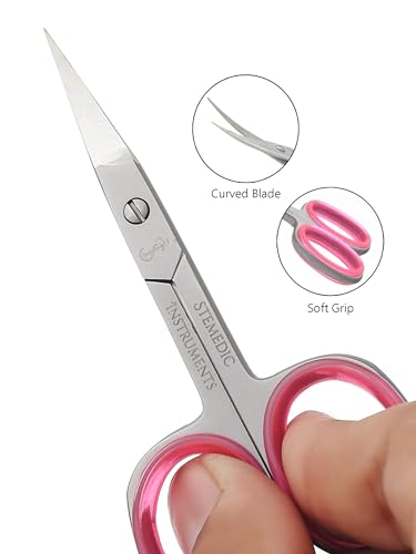 Nail Scissors Curved Eyebrow Scissors for Nail, Cuticle, Eyelashes, Nose Hair, Mustache and Beard - Manicure and Pedicure Small Scissors for Men and Women - Thumbnail 6