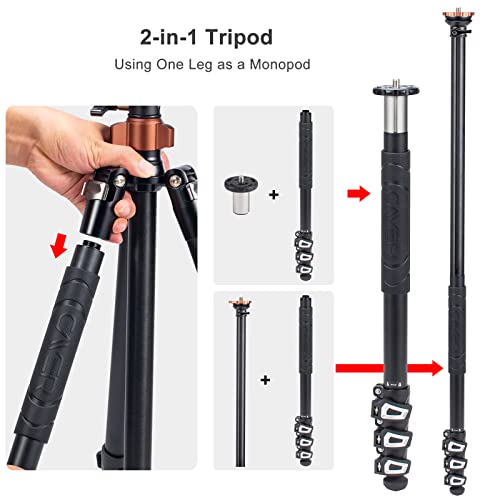 Cayer Camera Tripod Leg, 71 Inches Foldable Aluminum Tripod & Monopod Compatible With Video Head, Max Load 33Lb Compatible With Dslr Camera, Video Camcorder #TOP2