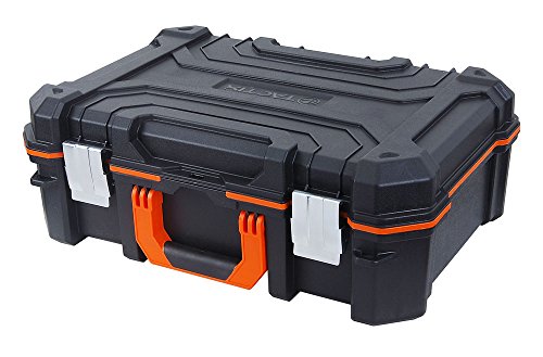 Tactix Tool Box, Removable Dividers, 2 Extra Compartments in The Lid, Integrated Shock-Absorbing Insert for Tool Protection, 1 Piece, Black/Orange, 320064