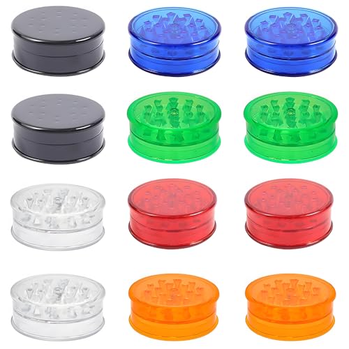 JOAASU 12 Pack Herb Grinder for Manual, Plastic Herb Grinders, Spice Grinder with Magnetic Lid, 2.3in, 60mm Magnetic Shark Teeth, Compact Travel Grinders for Kitchen & Outdoor