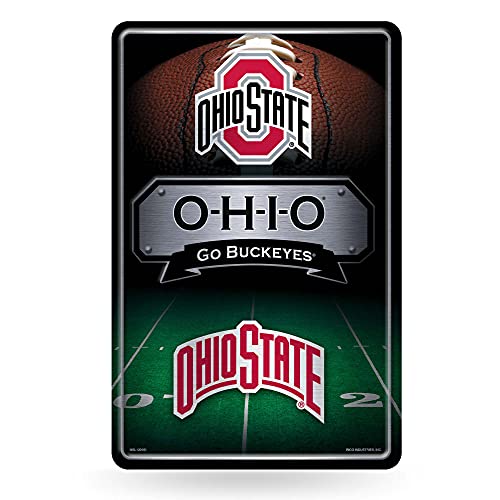 Rico Industries NCAA Ohio State Buckeyes Large Metal Sign 11" x 17" Large Metal Home Décor Sign
