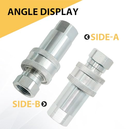 Image of SYOWADA 2Pcs 3 /8 inch Ag Hydraulic Quick Connect Tractor Couplers with Dust Caps, ISO 5675 Agricultural Quick Disconnect Coupling