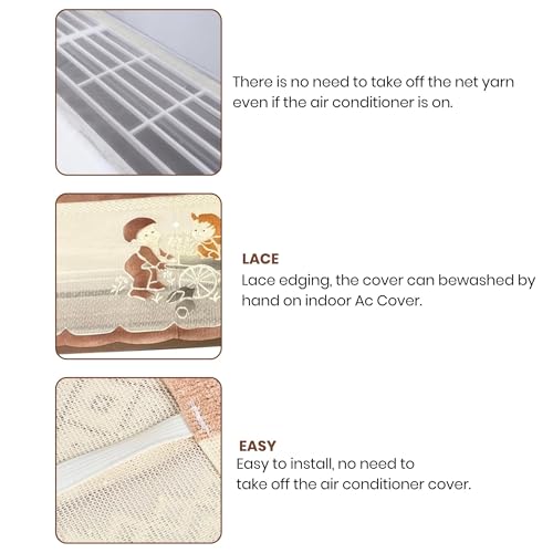 Image of Printed AC Cover for Split AC 1.5 Ton Set - Digital Print AC Cover Indoor Outdoor Waterproof - Split AC Cover Cotton Net Designer (Brown)