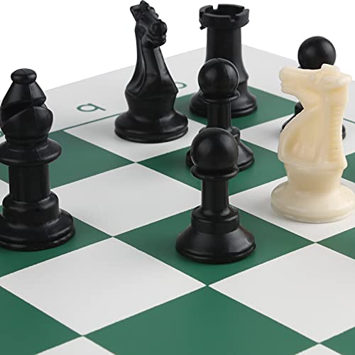 Image of Andux Chess Game Set Chess Pieces and Rollable Board XQTZ-01 (Green,42x42cm)