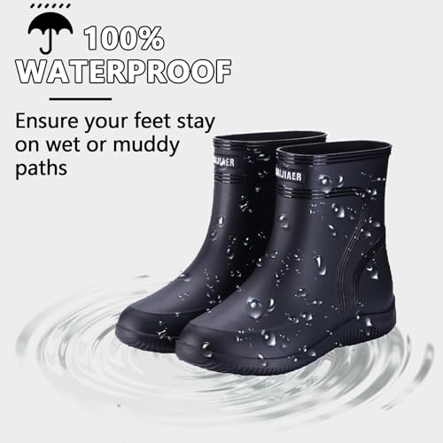 Image of Boots Men Rain Boots Outdoor Garden Waterproof Ankle Rain Shoes