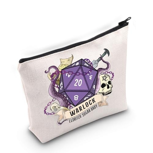 BLUPARK DND Warlock Makeup Bag Warlock Dice Gift Warlock Inspired Cosmetic Bag DnD Warlock Gift DnD RPG Gift for Fans DND Zipper Pouch Bag (canvas, Warlock Bag)