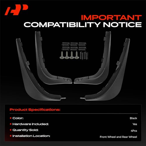 Image of A-Premium Mud Flaps Compatible with Porsche | for Panamera 2017-2020 Hatchback & Wagon, No Drilling Required Mud Guards with Hardware Accessories, Set of 4 Front and Rear