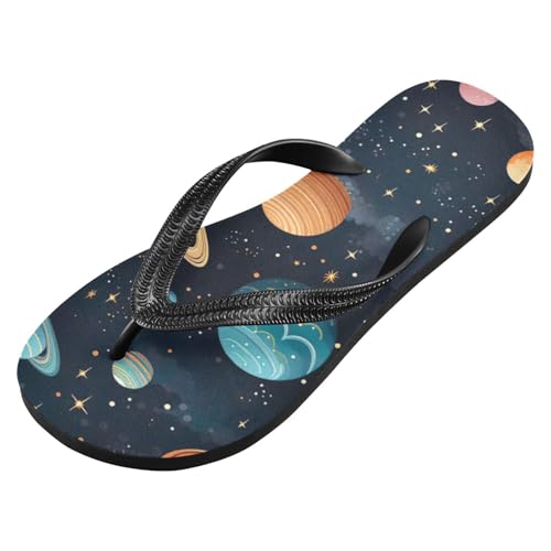 Womens Flip Flops Space PlanetsNon-Slip Casual Beach Slippers Rubber Sandals214B2824