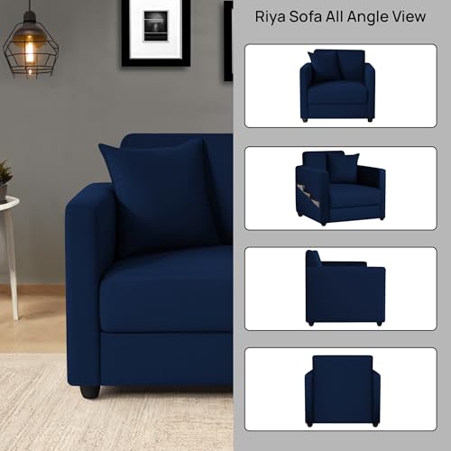 Image of Tiya | Upholstered Fabric Sofa 1 - Seater in Cool Cobalt Colour | 3 Year Warranty DIY (Do it Yourself)