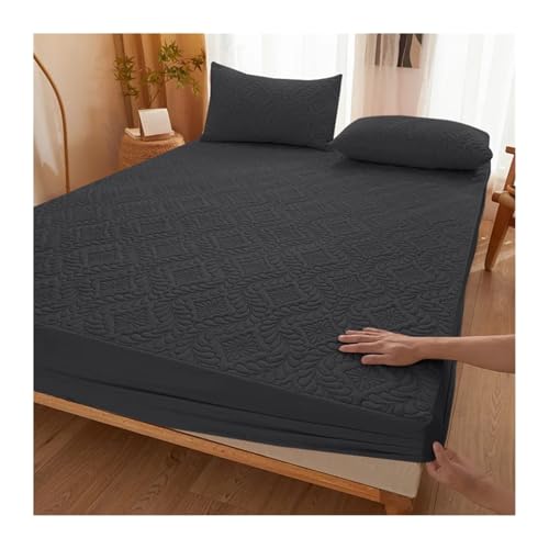Protector de colchón Grueso Impermeable, Sábana Ajustable Transpirable, Funda de colchón Lavable a máquina para el Dormitorio, el colchón(Black,140x200x28cm)