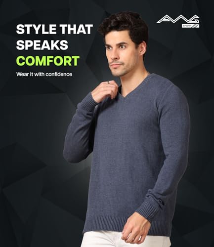 Image of AWG ALL WEATHER GEAR Men's V-Neck Full Sleeve Sweater | Sweater for Winter | Plain Casual Wear Sweater l Sweater for Men | Pullover for Men | Winter Wear Sweater for Men | Mens Sweater